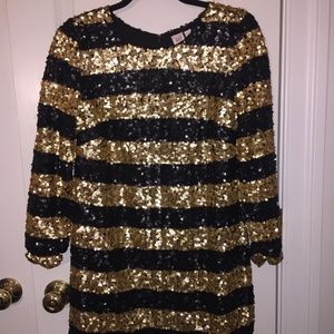 Gap Long Sleeve Sequin Stripe Dress
